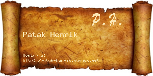 Patak Henrik névjegykártya